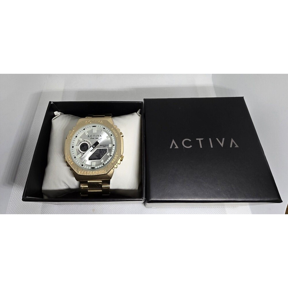 Activa x Invicta Digital Unisex Watch 45.5mm, Gold Band, White Dial NEW W/ Box! - Picture 3 of 8